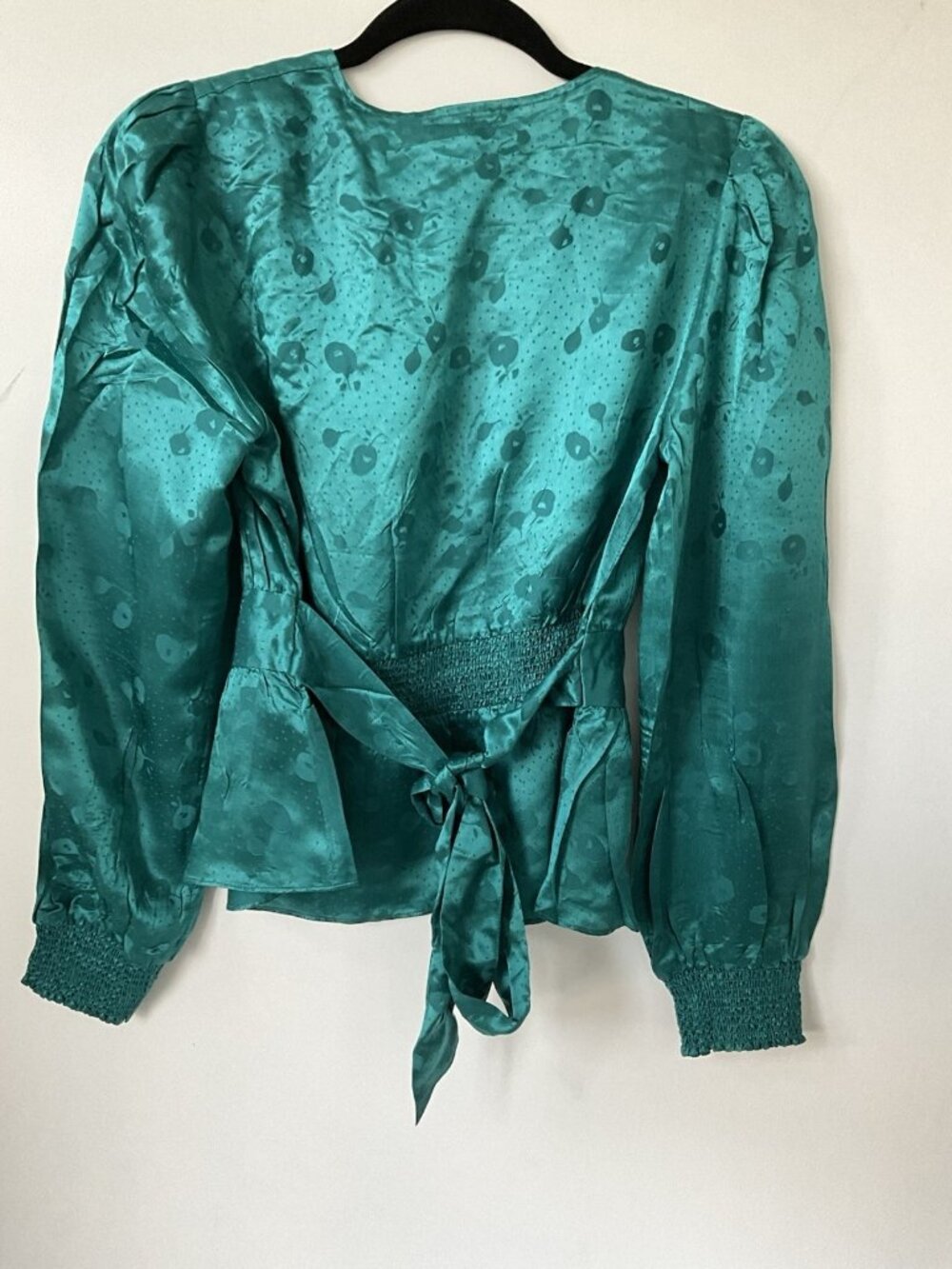 NWT The Kooples Mandarine Jacquard Green Silk Blend Blouse NWT Size 2 Designer - Picture 8 of 9